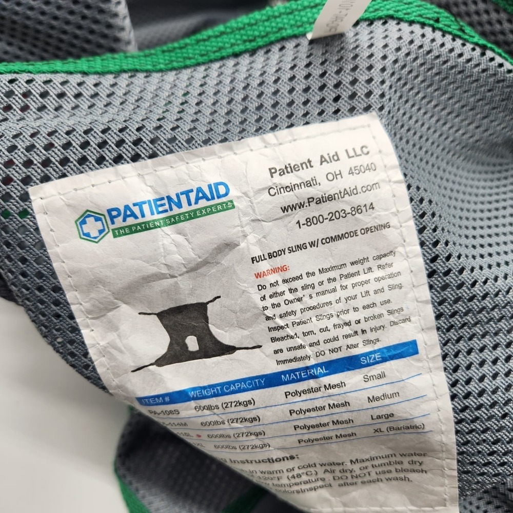 Patient Aid Large Mesh Patient Lift Sling Full Body Commode 350lb Transfer - Picture 2 of 12